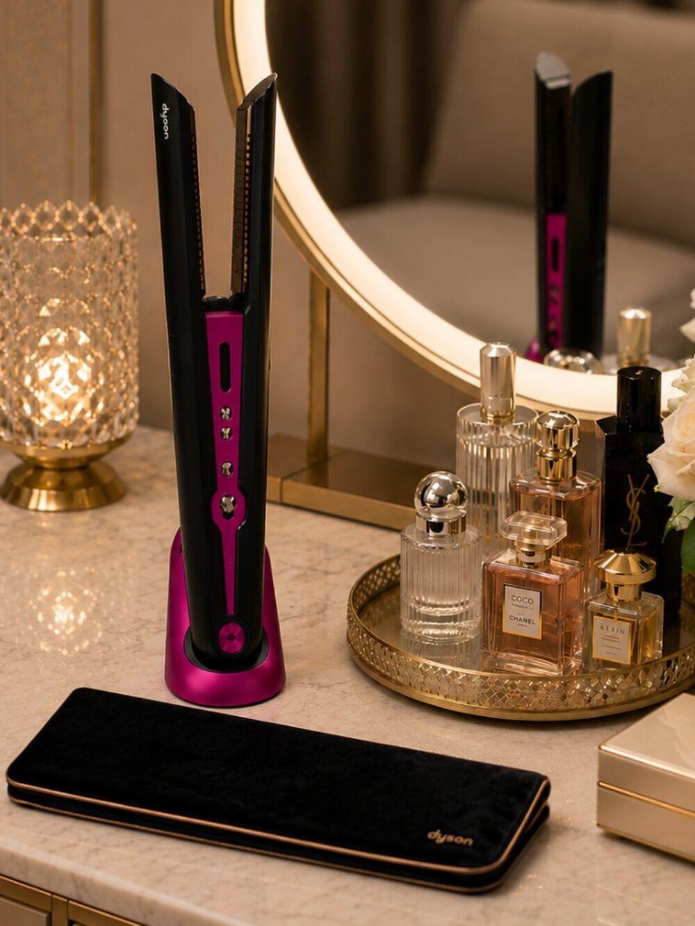 Dyson Corrale Cordless Option Black Nickle Fuchsia Flexing Plates Flat Iron